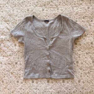 Brandy Melville grey button eyelet shirt